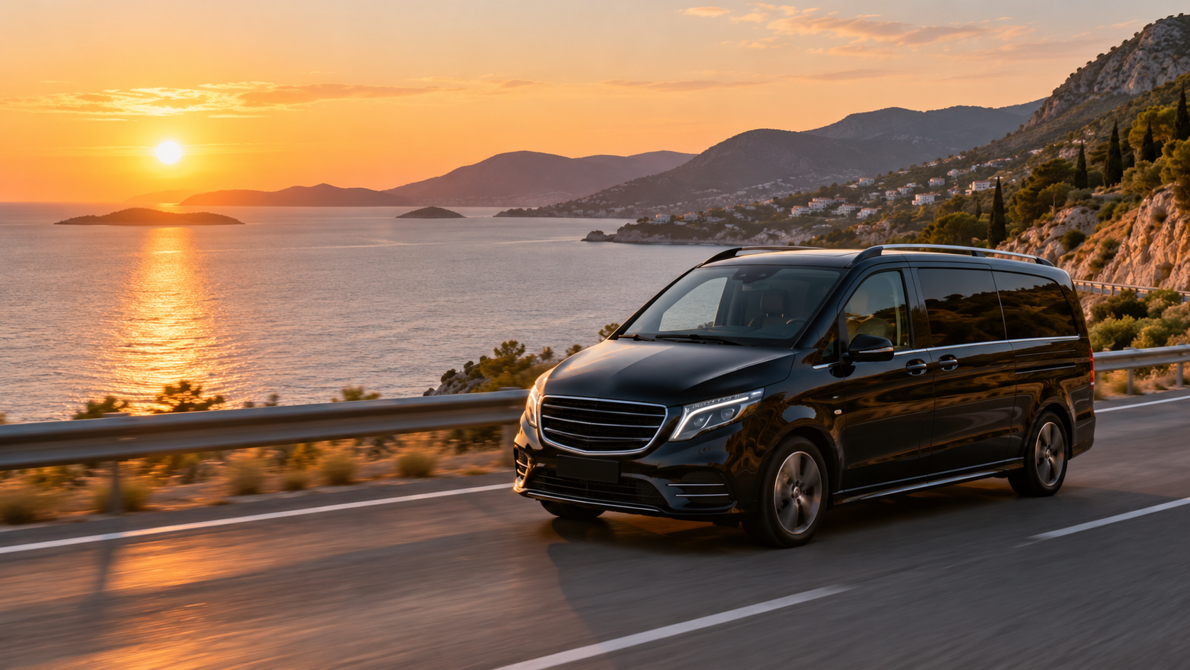 VIP transfer hizmeti için geniş siyah yolcu aracı